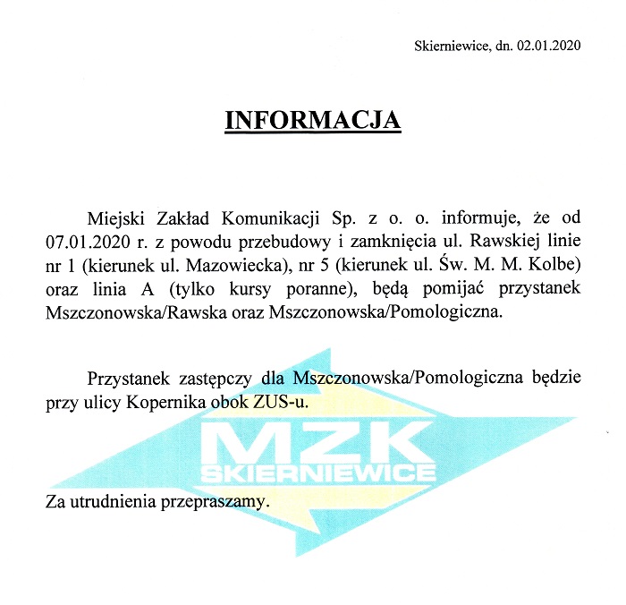 Informacja MZK